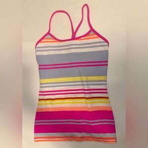 Lululemon Power Y Tank Top Built In Bra Yoga Women’s Size 4 Groovy Stripe Multi